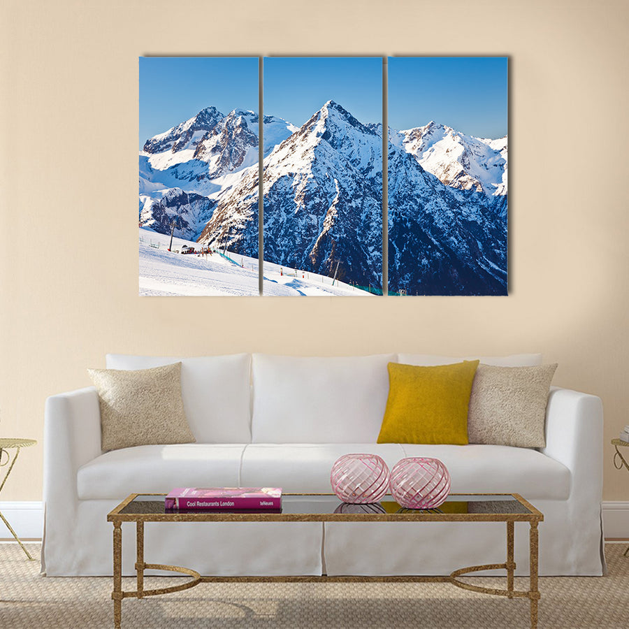 Ski resort in French Alps Multi panel canvas wall art