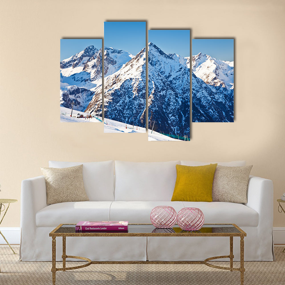 Ski resort in French Alps Multi panel canvas wall art