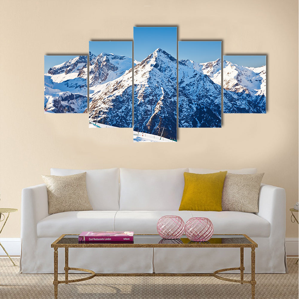 Ski resort in French Alps Multi panel canvas wall art