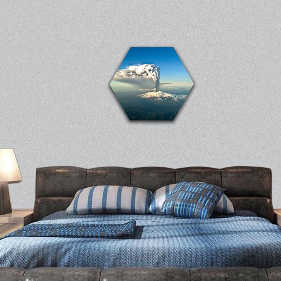 Etna eruption view hexagonal canvas wall art