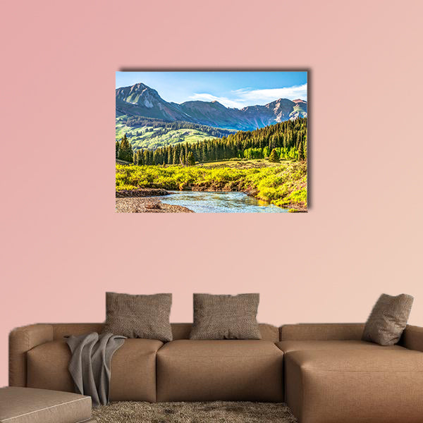 Mountain vista with Slate River in foreground near Crested Butte, Colorado multi panel canvas wall art