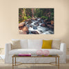 Dreamy mountain stream flowing through forest between boulders Multi Panel Canvas Wall Art