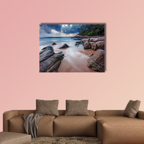 Tropical beach at beautiful sunset, Nature background multi panel canvas wall art