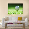 Golf ball on green grass Multi Panel Canvas Wall Art