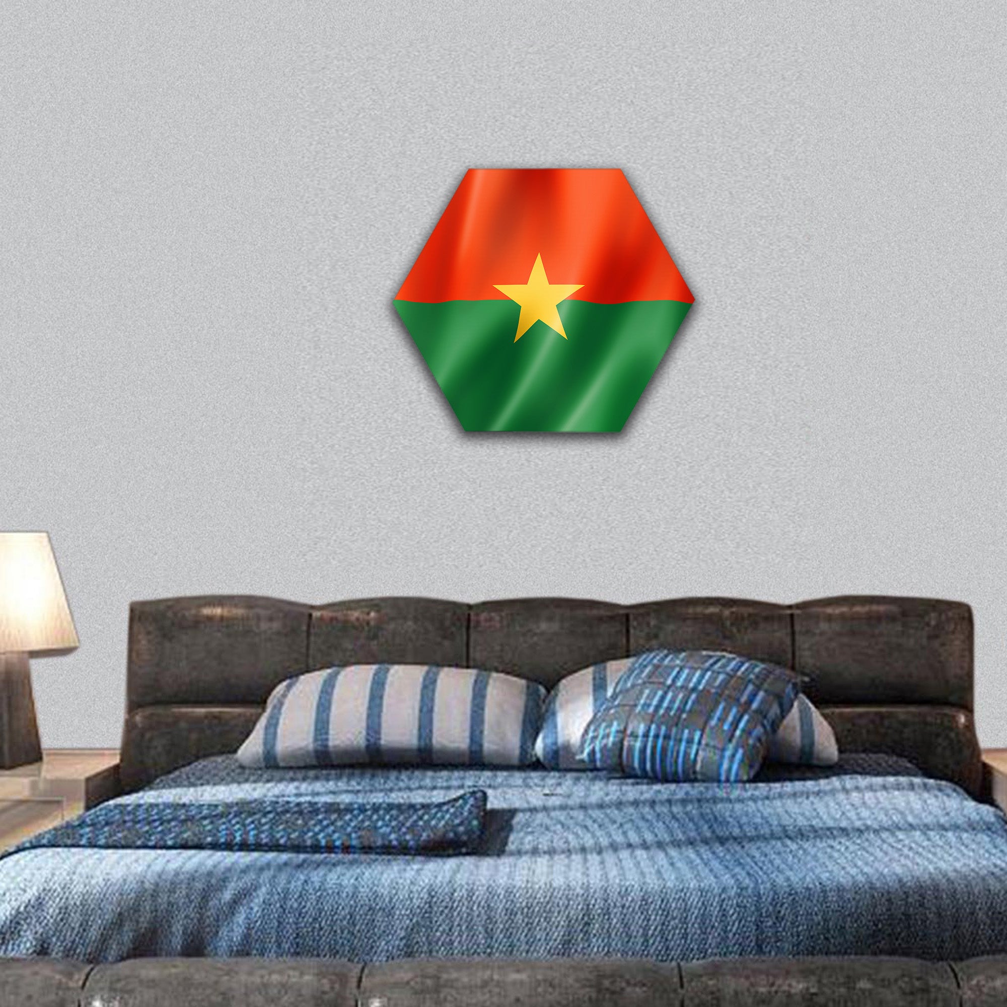 Burkina Faso flag, three dimensional render, hexagonal canvas wall art