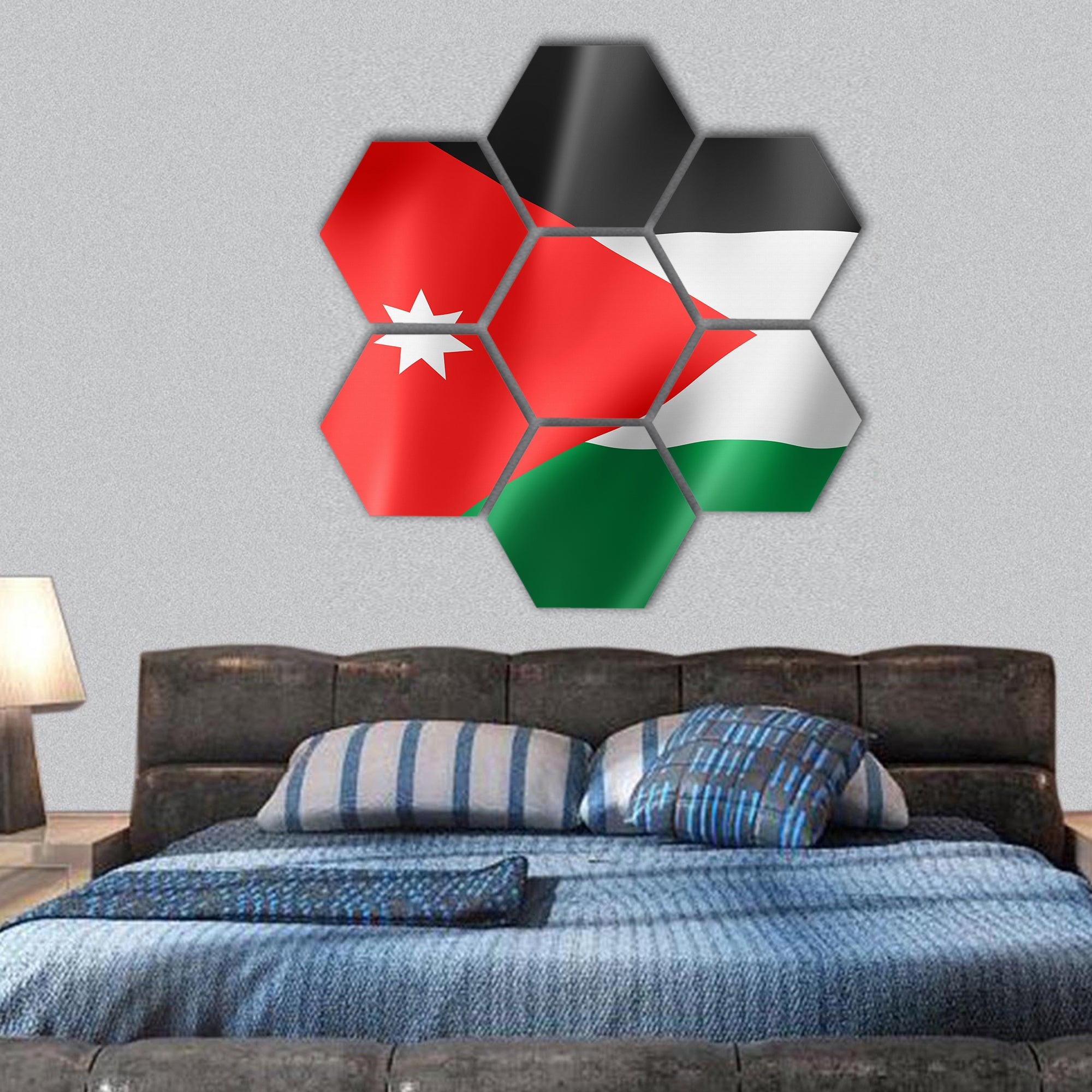 Jordan flag hexagonal canvas wall art