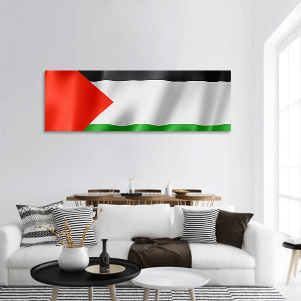 Palestine flag, three dimensional render, satin texture panoramic canvas wall art