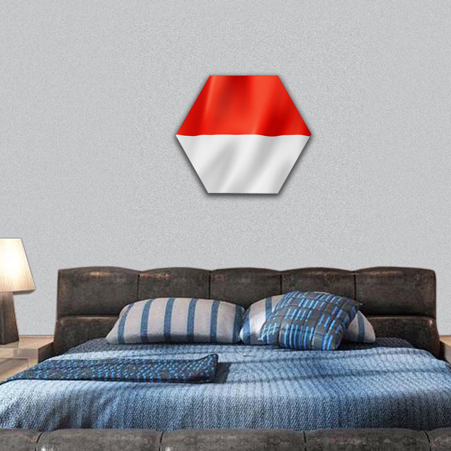 Indonesia flag hexagonal canvas wall art