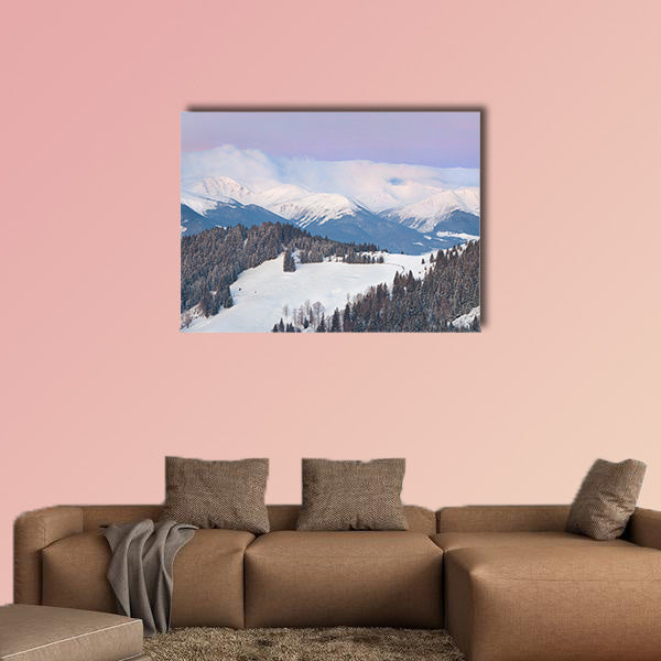 Beautiful winter landscape in the Carpathian Mountains multi panel canvas wall art