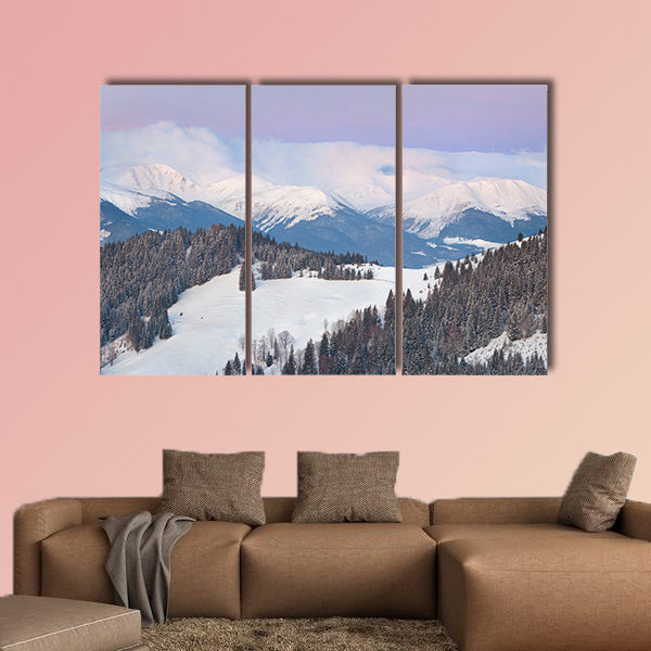 Beautiful winter landscape in the Carpathian Mountains multi panel canvas wall art