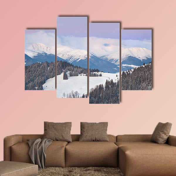 Beautiful winter landscape in the Carpathian Mountains multi panel canvas wall art