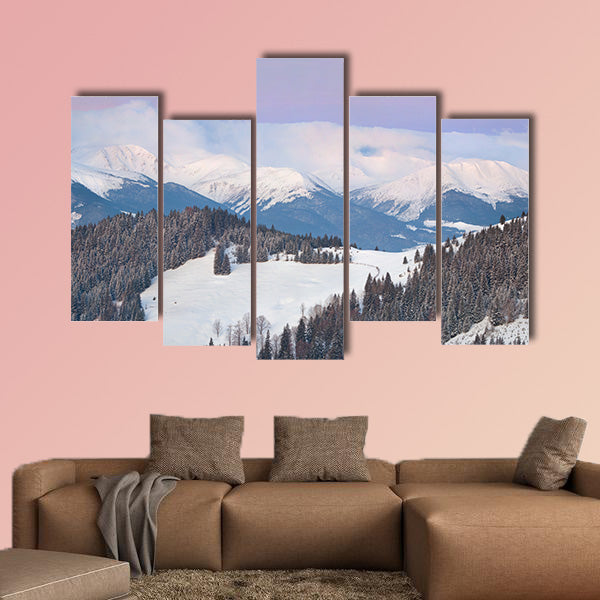 Beautiful winter landscape in the Carpathian Mountains multi panel canvas wall art