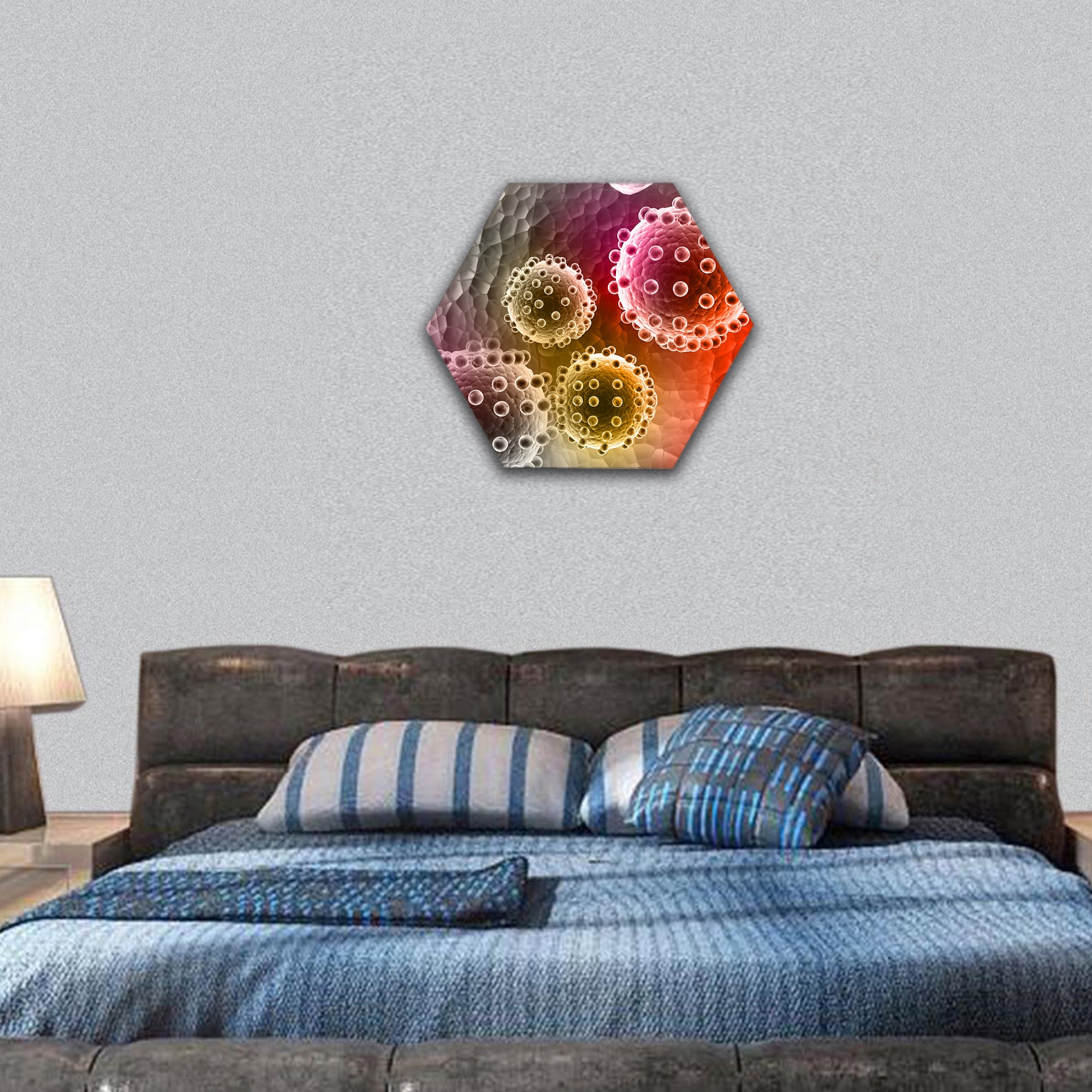 Virus hexagonal canvas wall art