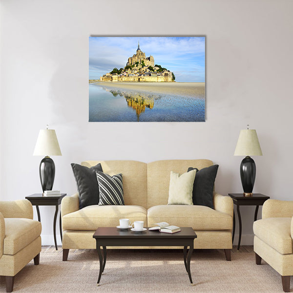 Landscape with Mont Saint Michel abbey Normandy Multi Panel Canvas Wall Art