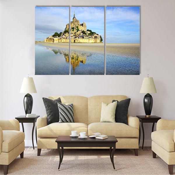 Landscape with Mont Saint Michel abbey Normandy Multi Panel Canvas Wall Art
