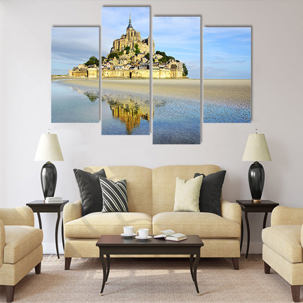 Landscape with Mont Saint Michel abbey Normandy Multi Panel Canvas Wall Art