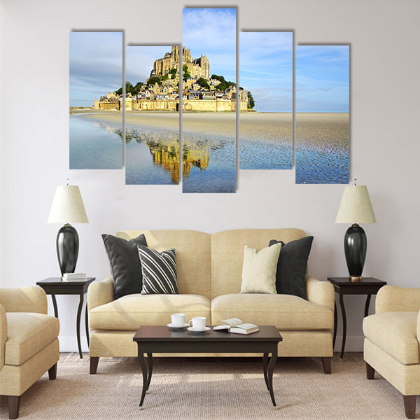 Landscape with Mont Saint Michel abbey Normandy Multi Panel Canvas Wall Art