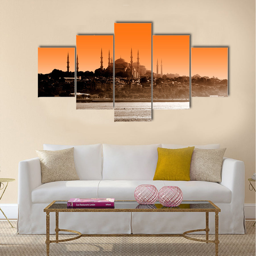 Sultan ahmet mosque at sunset, Istanbul Multi panel canvas wall art