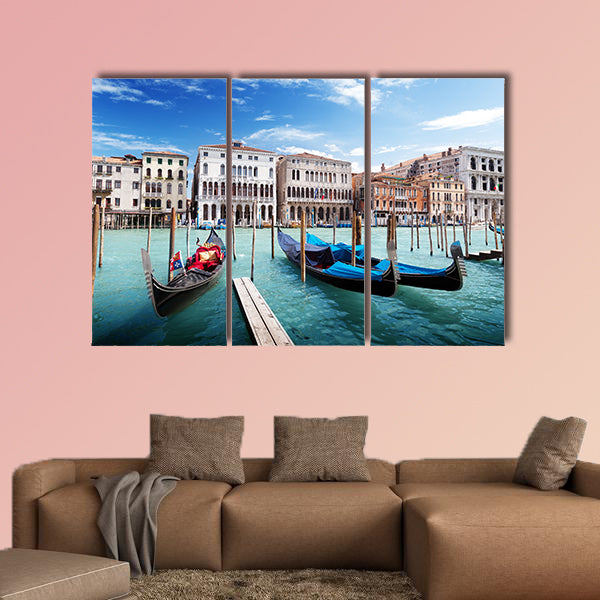 Gondolas in Venice, Italy multi panel canvas wall art