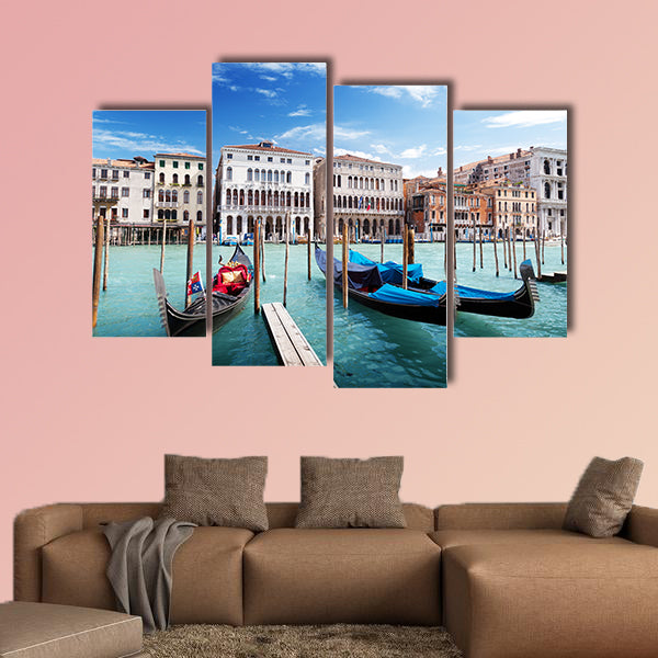 Gondolas in Venice, Italy multi panel canvas wall art