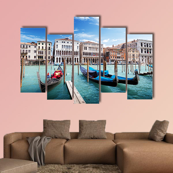 Gondolas in Venice, Italy multi panel canvas wall art