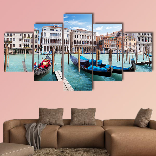 Gondolas in Venice, Italy multi panel canvas wall art