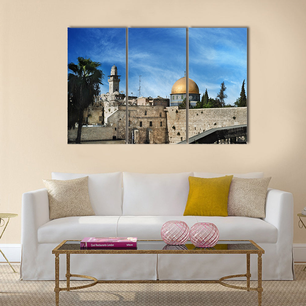 Al Aqsa and Western Wall, Jerusalem, Israel multi panel canvas wall art