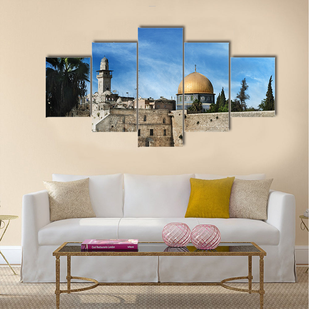 Al Aqsa and Western Wall, Jerusalem, Israel multi panel canvas wall art