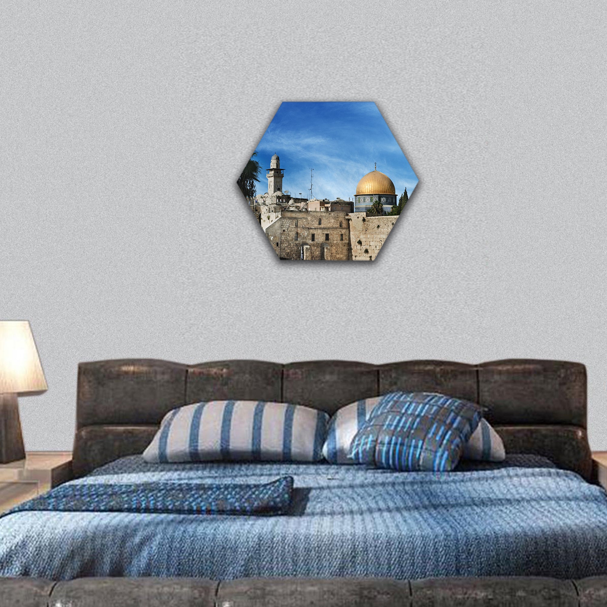 Al Aqsa and Western Wall, Jerusalem, Israel hexagonal canvas wall art
