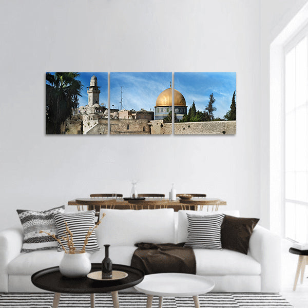 Al Aqsa and Western Wall, Jerusalem, Israel panoramic canvas wall art
