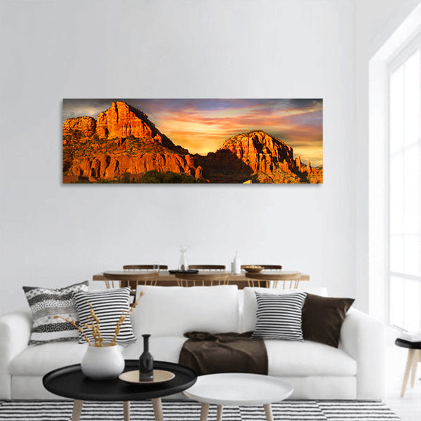 Red rock mountains of Sedona panoramic canvas wall art
