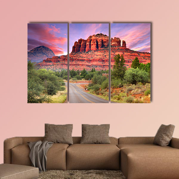 Scenic drive through Sedona Arizona in twilight Multi panel canvas wall art