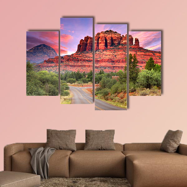 Scenic drive through Sedona Arizona in twilight Multi panel canvas wall art
