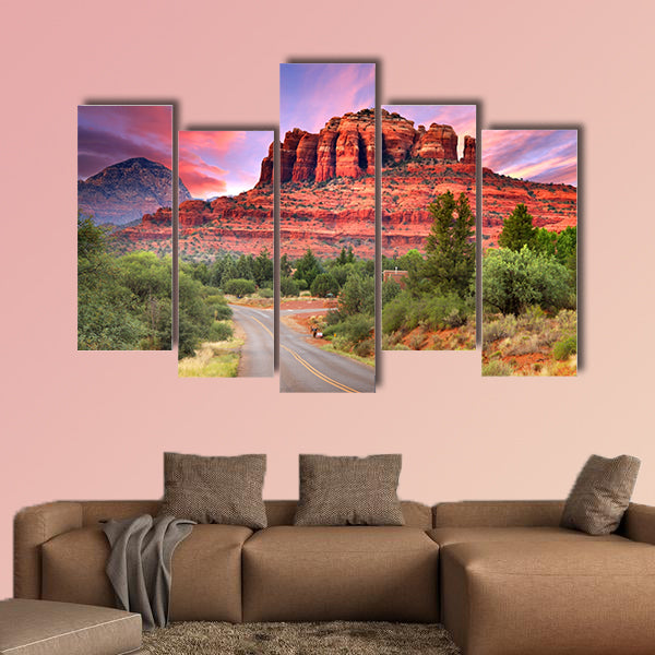 Scenic drive through Sedona Arizona in twilight Multi panel canvas wall art