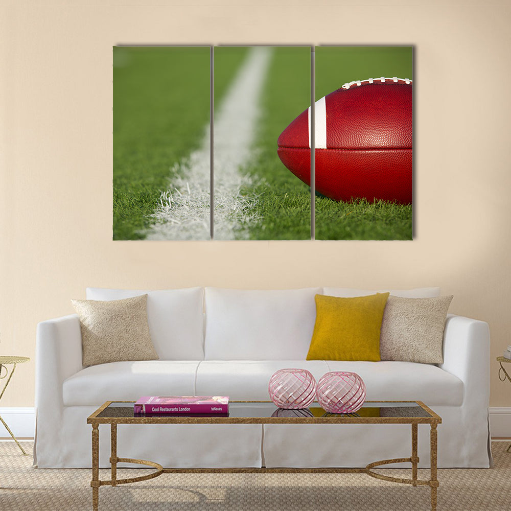 American Football on the Field near the yard line with room for copy Multi panel canvas wall art
