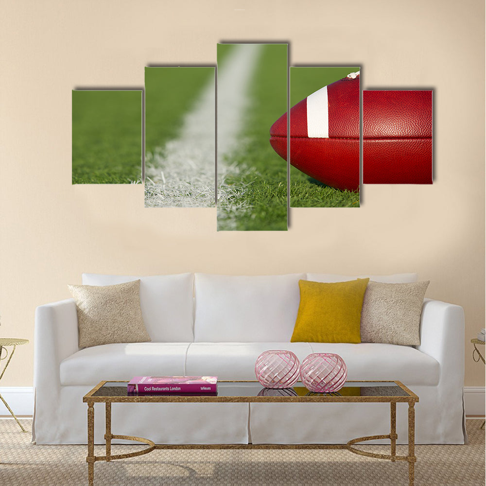 American Football on the Field near the yard line with room for copy Multi panel canvas wall art