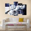 Airplane crash in a storm with lightning concept accident airplane in the sky emergency landing flights in bad weather multi panel canvas wall art