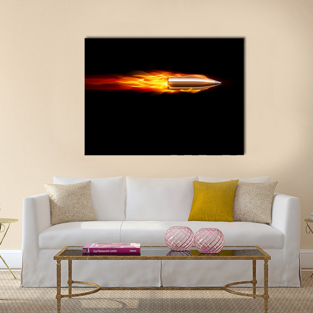 Moving Red Fiery Gun Bullet multi panel canvas wall art