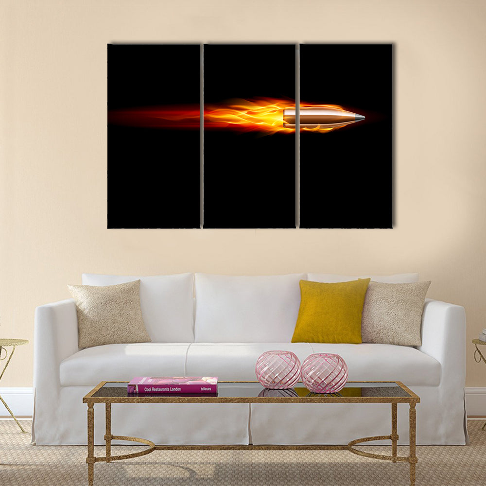 Moving Red Fiery Gun Bullet multi panel canvas wall art