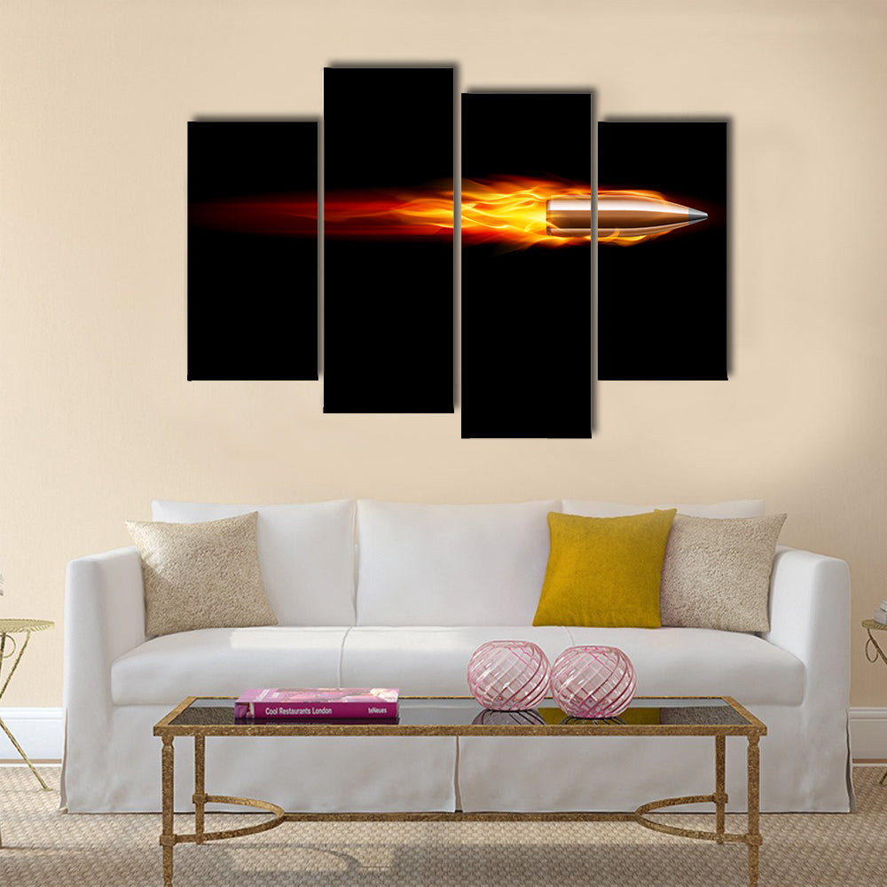 Moving Red Fiery Gun Bullet multi panel canvas wall art