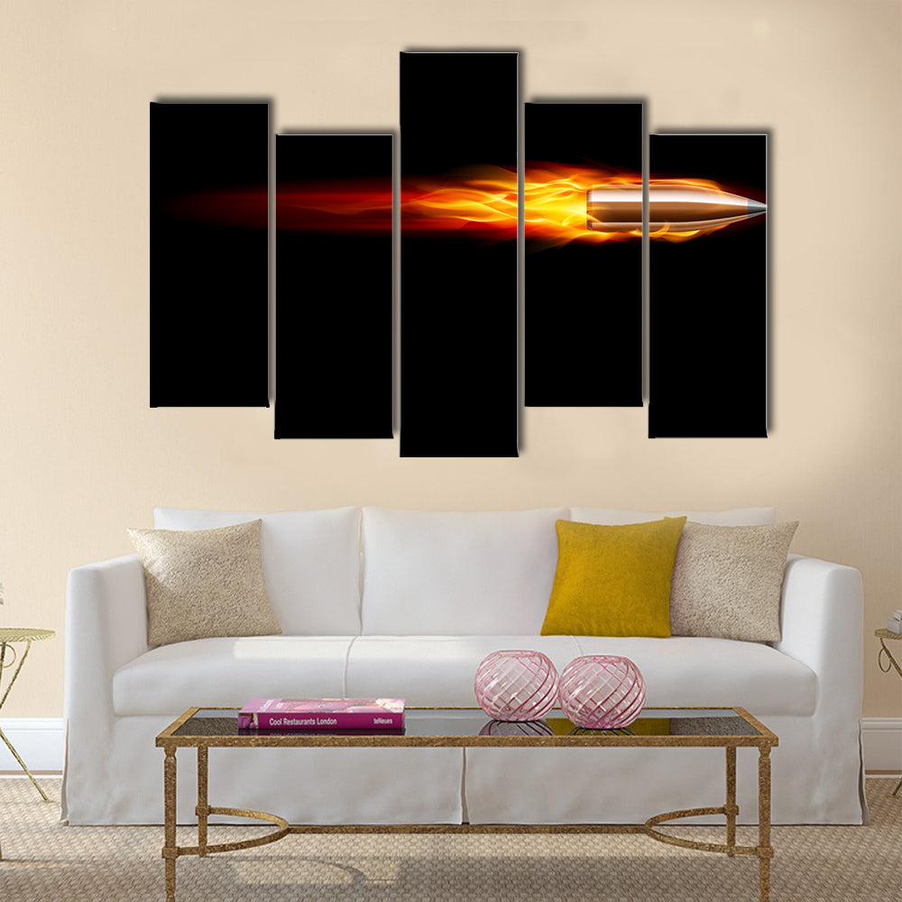 Moving Red Fiery Gun Bullet multi panel canvas wall art