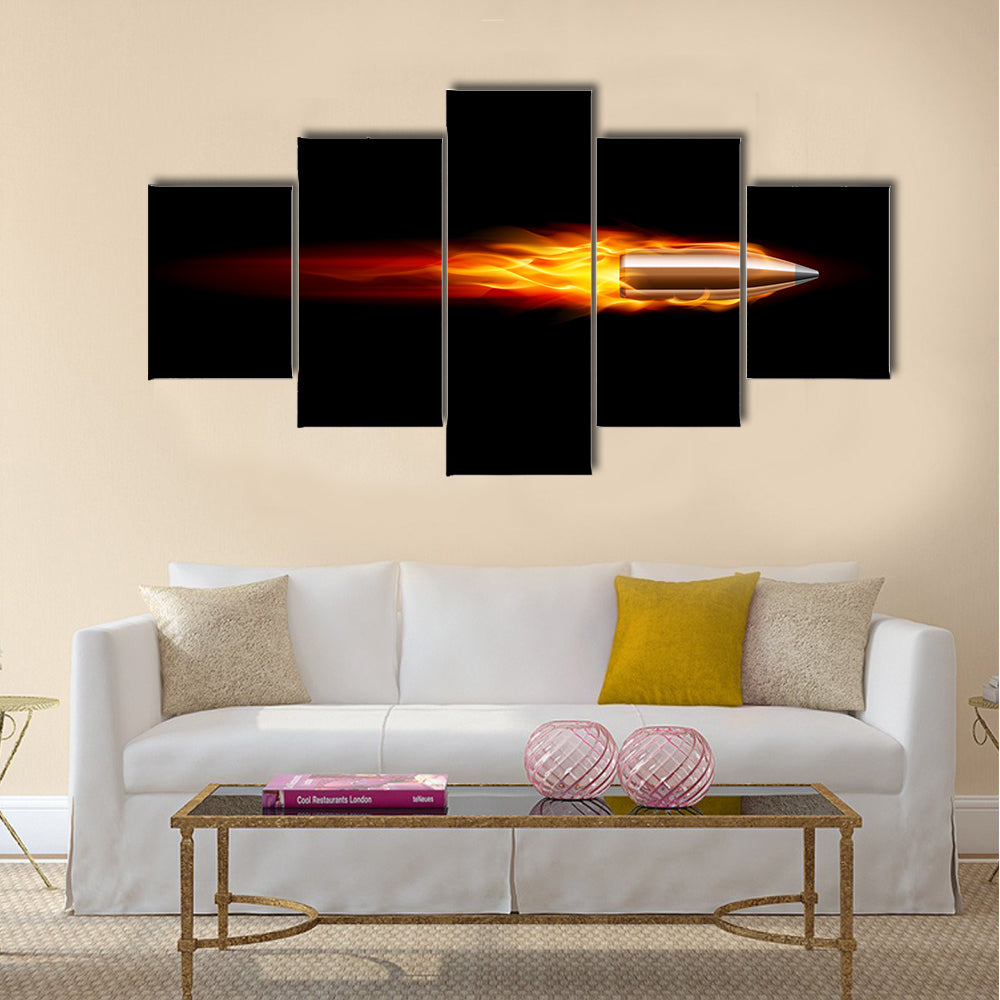 Moving Red Fiery Gun Bullet multi panel canvas wall art