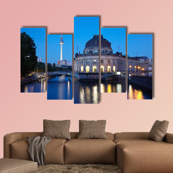 Museum Island on Spree River, Tv Tower view, Berlin multi panel canvas wall art