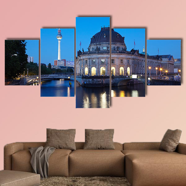 Museum Island on Spree River, Tv Tower view, Berlin multi panel canvas wall art