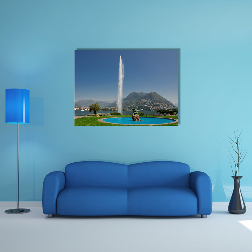 The beautiful lake Lugano Multi Panel Canvas Wall Art