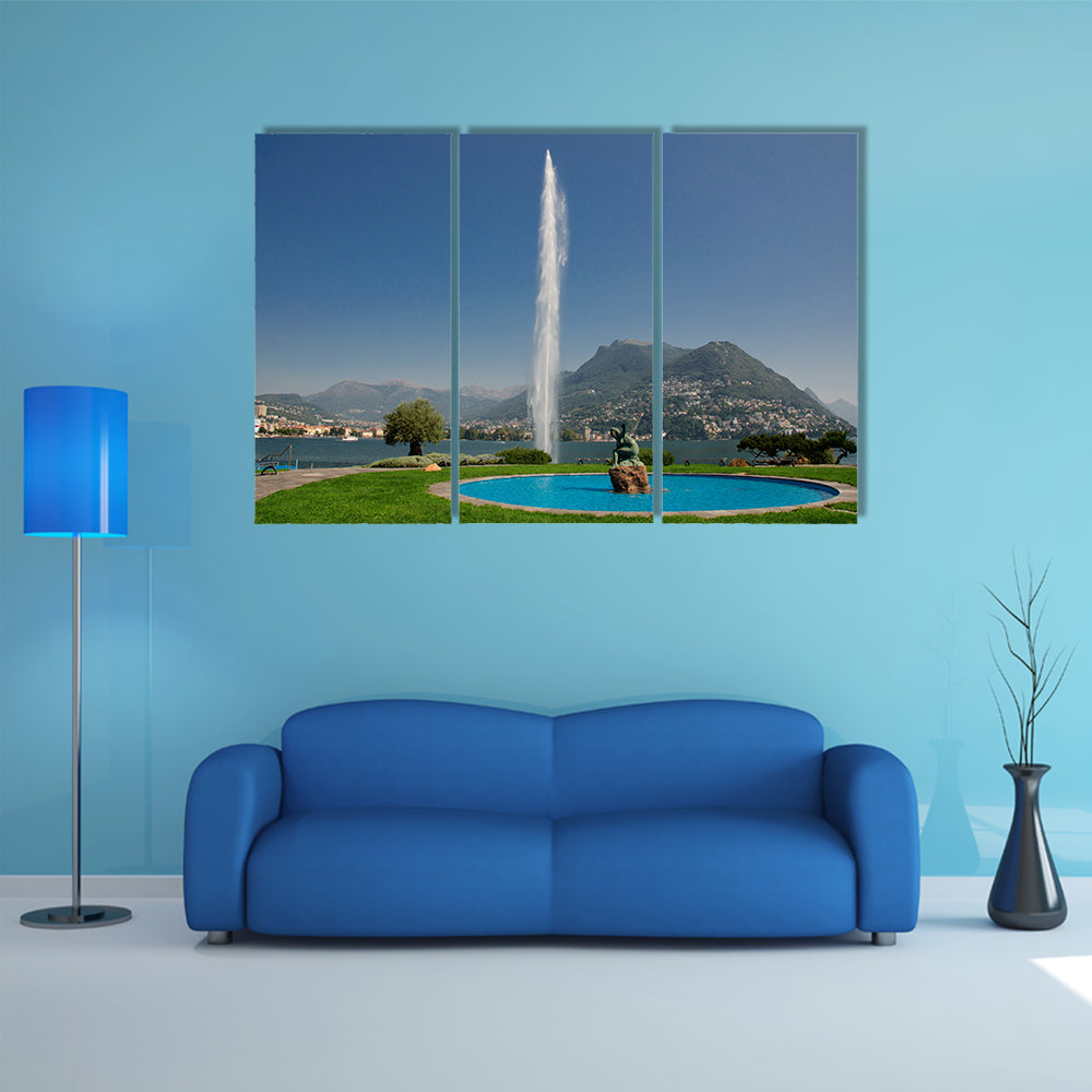 The beautiful lake Lugano Multi Panel Canvas Wall Art