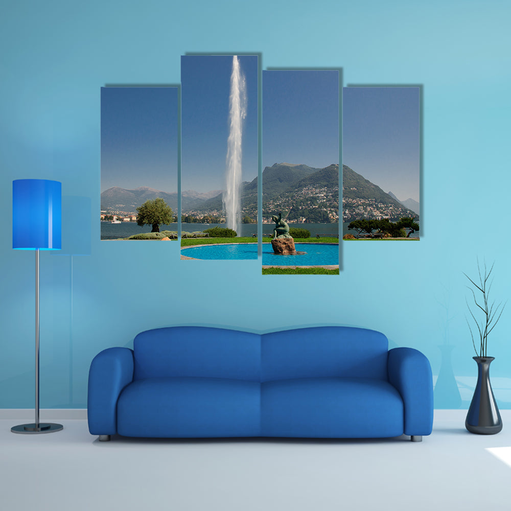 The beautiful lake Lugano Multi Panel Canvas Wall Art