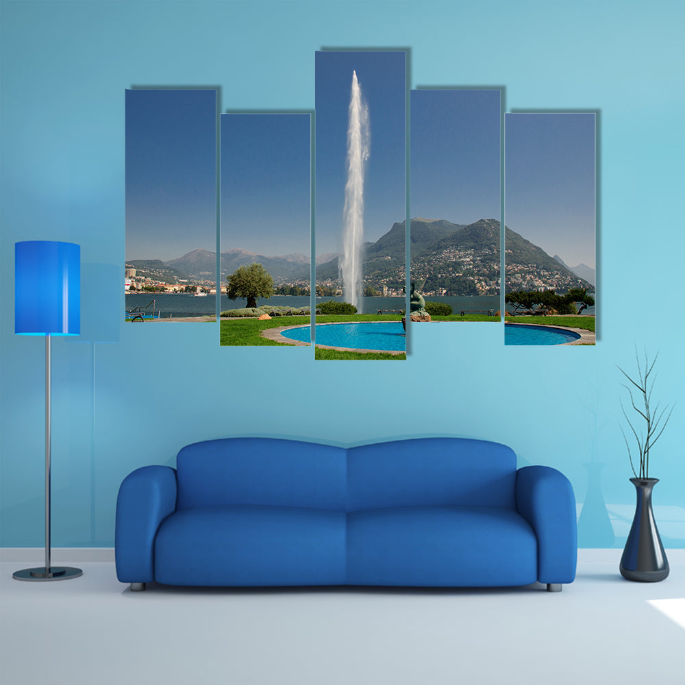 The beautiful lake Lugano Multi Panel Canvas Wall Art