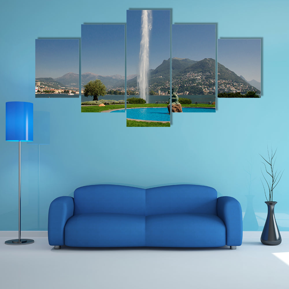 The beautiful lake Lugano Multi Panel Canvas Wall Art