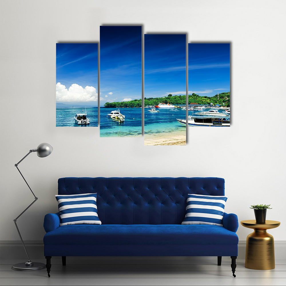 Tropical beach. PadangBai, Bali, Indonesia Multi panel canvas wall art